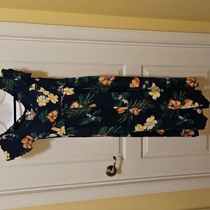 Patrons Of PEACE Romper With Flowers. Size large Colorful Stretchy